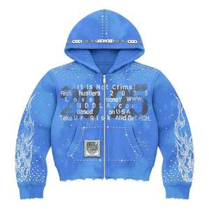 Sudadera con Capucha Oversize de Algodón Pesado 100% con Detalles de Pedrería, Estilo Vintage Lavado Ácido y Cuello Redondo para Hombre de Six Trend Sports - Product Image 1