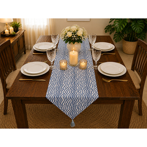Premium Printed Linen <b>Table</b> <b>Runner</b> with Wave Pattern | Elegant <b>Dining</b> <b>Table</b> <b>Runner</b> for Home, Restaurant, Hotel & Events - Product Image 4
