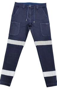 Pantalon de travail en coton élasthanne pour homme brillant respirant et réfléchissant droit à plat-sécurité et confort avec UPF 50 + - Product Image 4