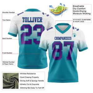 Maillots de football personnalisés anti-transpiration avec nom et numéro 00 – Maillots de football américain brodés sur mesure pour équipes sportives - Product Image 2