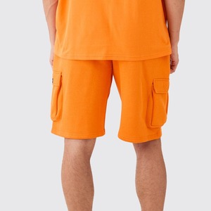 Ensemble t-shirt et short décontracté pour homme, couleur unie orange, manches courtes, col rond, taille élastique, léger, pour l'été - Product Image 4