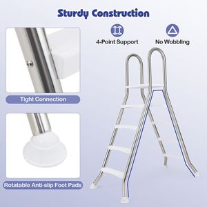 Escalera para Piscina Elevada Tipo A de 4 Peldaños con Pasamanos para Paredes de hasta 55 Pulgadas de Altura, Compatible con Spas - Product Image 6