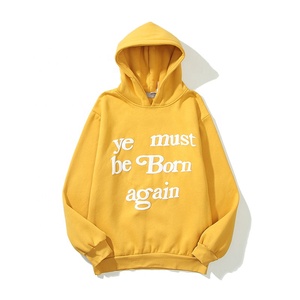 Custom <b>Letter</b> Printed 3D Puff <b>Foam</b> Printing 100% Cotton Fleece Oversized Hooded OEM High Quality Plain Hoodie - Product Image 3