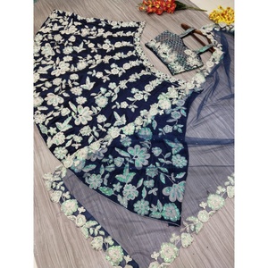 Les plus tendances belles robes de bal Lehenga Choli avec broderie de fil pour tenue de soirée - Product Image 6