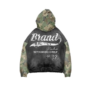 Boxy Fit Rhinestone Graphic Vintage Heavyweight Split Patchwork Distressed Zip up Sweat <b>Suit</b> Custom Streetwear USA Style - Product Image 5