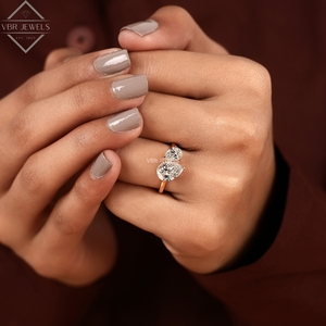 Anillo Doble de Diamantes Ovalados en Forma de Pera, Oro Amarillo, Dos Piedras, Diseño Moderno, Regalo de Joyería de Compromiso para Mujer - Product Image 3