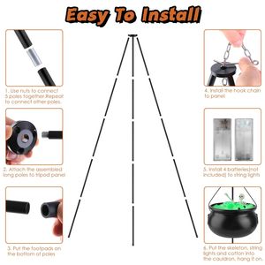 Grande Calderone di Halloween con Strega, Treppiede, Luci a Stringa a Forma di Occhio e Scheletro, 1 Pezzo, Decorazioni per Esterni e Portico 56.49 - Product Image 4