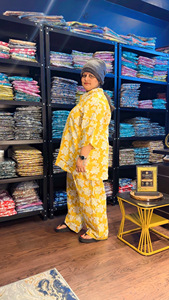 ชุดเซ็ตผ้าฝ้ายแท้พิมพ์ลายสำหรับสุภาพสตรีทำงาน |   เสื้อคลุมเหนือเข่าและกางเกง |   ไซส์ S-10XL - Product Image 3