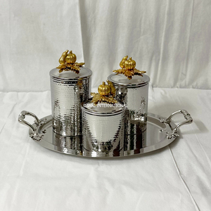 Luxury Countertop Gold Canister Set with Hammered Exterior High Quality Storage Spice <b>Jars</b> For Modern Home Kitchen and Gift Use - Product Image 2