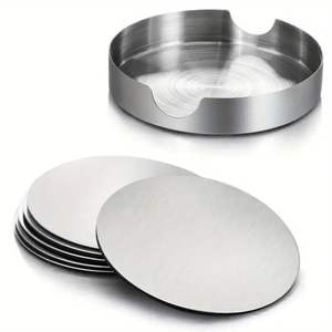 Wholesale Bulk <b>Stainless</b> <b>Steel</b> Drink Coasters, Rust-Proof Metal Beverage Mats for Pub & Bar, Durable Round <b>Table</b> Protector Set - Product Image 4