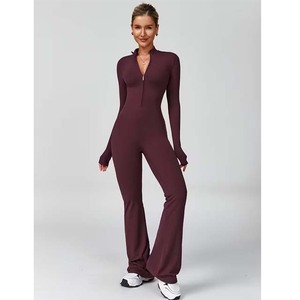 Traje de yoga de una pieza para mujer, de cintura alta, ajustado, con espalda cruzada y efecto acampanado, levanta glúteos, de secado rápido, para gimnasio y deporte - Product Image 5
