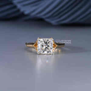 Luxury S925 <b>Silver</b> Princess Cut Moissanite <b>Solitaire</b> <b>Ring</b> for Women 3.04 CT VS EF Quality 3 Carat Square Yellow Gold Jewelry - Product Image 1