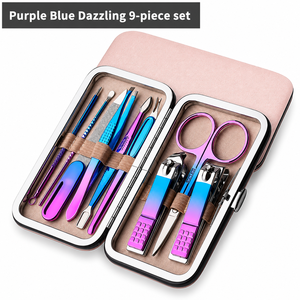 Blue And Yellow Dazzle 15 Piece <b>Nail</b> <b>Tool</b> Set Stainless Steel Portable Manicure Kit For Finger Care - Product Image 3