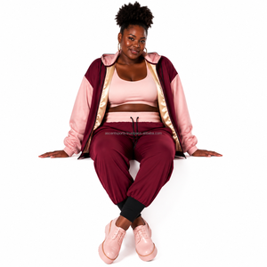 Color Block Windbreaker Set Custom <b>Embroidered</b> Logo Elastic Cuff Drawstring Hem Water Resistant Ripstop Fabric Wholesale Wear - Product Image 6
