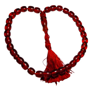 Misbaha Islámica Roja Ámbar, Tasbih de 33 Cuentas de Resina Hechas a Mano con Borla, Rosario Musulmán, Regalo de Eid para Él y Ella - Product Image 1