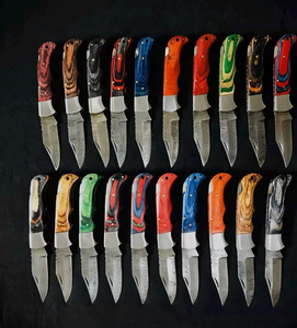 Cuchillo Plegable de Bolsillo de Acero de Damasco Forjado a Mano 2026, Mango de Acero de Damasco, Hoja de Alta Durabilidad con Punta Caída 58HRC para Exteriores - Product Image 4