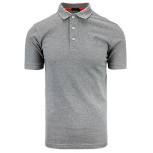 Polo en coton gris à manches courtes pour homme, couleur unie, jersey tricoté décontracté, design anti-plis - Product Image 1