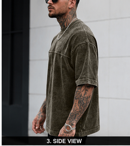 Camiseta de Manga Corta para Hombre Active Squad, Corte Regular, Cuello Alto, Poliéster/Algodón, Felpa, Color Sólido, Transpirable, OEM - Product Image 2
