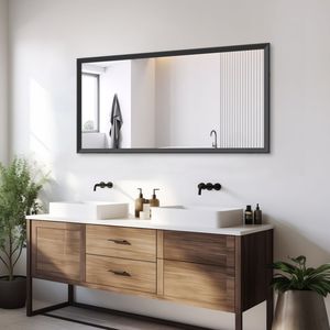 Specchio da Bagno Moderno Rettangolare 60x30 Pollici con Cornice Nera, Grande Specchio Decorativo da Parete per Soggiorno e Camera da Letto - Product Image 6