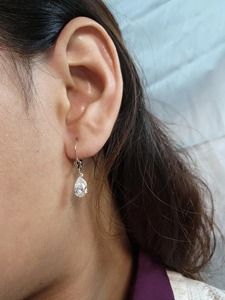 Boucles d'oreilles pendantes en or massif 14 carats avec diamant de laboratoire en forme de poire 2 carats, bijoux fins élégants et luxueux, cadeau pour femme, soirée - Product Image 6