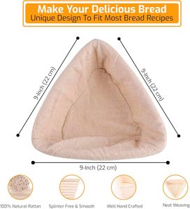 Cesta de fermentación de pan de ratán triangular a precio económico con forro de lino extraíble, cuencos de horneado de ratán con forro - Product Image 2