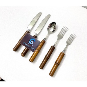 Juego de Cubiertos de Bambú con Baño de Oro PVD, Vajilla para Bodas, Eventos, Hogar, Hotel, Decoración de Mesa de Comedor - Product Image 2