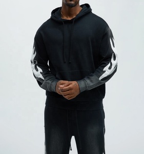 Sweat-shirts à capuche pour hommes, coupe droite, délavés à l'acide, épaules tombantes, imprimés, 100% coton molletonné, vente en gros, logo personnalisé, appliqué, broderie - Product Image 1