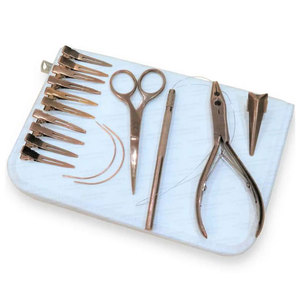 Kit d'outils professionnels pour extensions de cheveux noir et or, ensemble complet de 29 pièces pour extensions I-Tip, micro-anneaux et fusion - Product Image 2