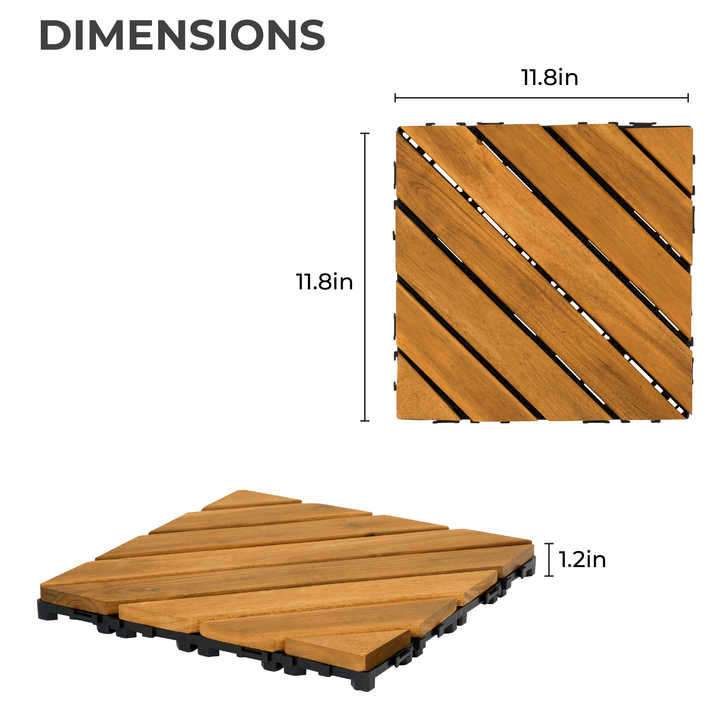 FGW-08SRS Acacia Wood Interlocking Deck Tile for Home Decoration on Balcony Entry Backyard Garden Landscaping & Decking