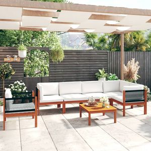 Set da salotto in legno di Acacia massiccio da 7 pezzi con cuscini Set da giardino - Product Image 1