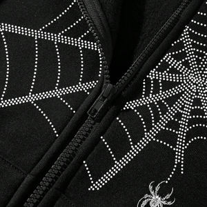 Nouveaux sweats à capuche pour hommes brodés de strass, 100% coton, automne, sur mesure, anti-plis, respirants, haute qualité, prix de gros - Product Image 6