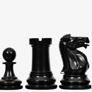 Piezas de Ajedrez de Lujo Antiguas de 1865-70, Modelo Steinitz Staunton, Rey de 3.75 pulgadas, Reproducción en Ébano y Madera de Boj, al Mejor Precio - Product Image 1