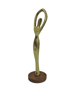 Figura Abstracta de Mujer en Aluminio Dorado - Escultura Moderna y Elegante de Mujer Bailando sobre Base de Madera - Estatua Decorativa Contemporánea para el Hogar - Product Image 4