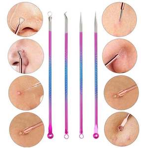 ชุดเครื่องมือกำจัดสิวเสี้ยนสีรุ้ง 4 ชิ้น ทำจากสแตนเลส สำหรับกดสิวอุดตัน สิวหัวขาว พร้อมหัวกดที่แม่นยำสำหรับการทำความสะอาด - Product Image 1
