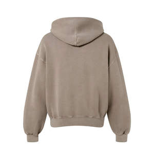 Sudadera con Capucha Extra Grande con Cierre, Unisex, Informal, de Algodón y Felpa, Color Sólido, Estilo Urbano Otoñal, Ecológica, con Bolsillos, Corte Regular - Product Image 3