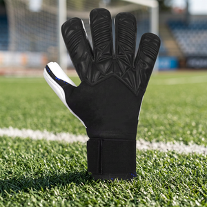 Gants de gardien de but de football en néoprène noir de qualité supérieure, design personnalisé, avec sangle élastique en latex gaufré allemand de 4 mm, coupe hybride - Product Image 2