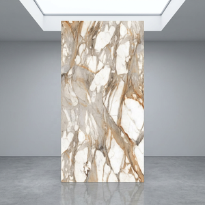 Alex Calacatta Blanc 1600x3200mm Dalle en pierre frittée polie 12mm Aspect marbre pour salle à manger extérieure Sous-sol Escalier de jardin - Product Image 2