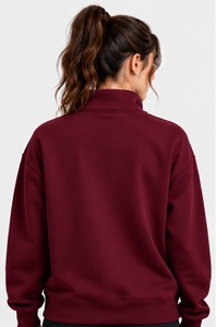 Sudadera de Mujer Index Apparel Color Borgoña con Cierre de Cremallera, Cuello Alto y Manga Larga de Felpa - Product Image 2