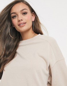 Sweat-shirt à col rond oversize pour femme, 100% coton tricoté, couleur unie, respirant, style décontracté, style printemps - Product Image 2