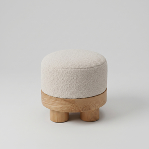 Scandinavian Boucle <b>Sofa</b> With <b>Wooden</b> Legs Three Seat Cushion Back Curved Arms Living Room Furniture - Product Image 6