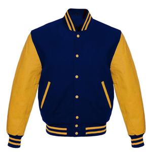 Veste universitaire vierge personnalisable en gros, avec corps en laine et manches en cuir, style Letterman - Product Image 3
