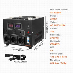 Convertitore di Tensione Professionale 5000W da 110V a 220V Step Up/Down per Adattatori da Viaggio - Product Image 4