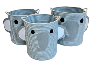 Modern Cotton Elephant Print Woven <b>Storage</b> <b>Basket</b> Organizer Bin Nursery <b>Toy</b> Holder - Product Image 3