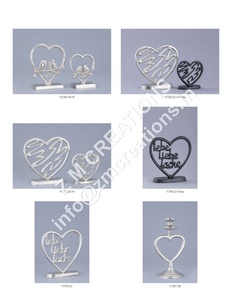Décorations de Noël pour Fêtes, Décoration de Table, Porte-bougie Chauffe-plat en Métal en Forme de Cœur, Style Socle, Noir et Argent, Vente en Gros - Product Image 2