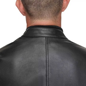 High Quality Casual Style <b>Men's</b> Leather <b>Jacket</b> Good Solid Color <b>Canvas</b> <b>Jacket</b> with Stand Collar Stylish <b>jacket</b> <b>for</b> <b>men</b> - Product Image 5