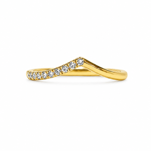 แหวนแต่งงานและแหวนครบรอบวันครบรอบแต่งงาน ทองคำแท้ 10K สี E VS1 รูปตัววี ประดับเพชรทรงเชฟรอนโค้งเว้า 0.12 กะรัต เพชรเลี้ยงในห้องปฏิบัติการ - Product Image 2