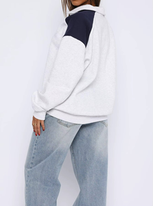 <b>Women's</b> Clothing Sweatshirt Autumn and Winter Long Sleeved Knitted Top Loose Casual Contrasting Color Hoodie OEM - Product Image 4