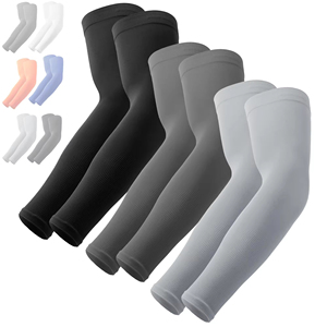 Manguitos de compresión deportivos personalizados para hombre, con protección UV, de seda helada, para gimnasio, running, baloncesto, voleibol, fútbol, ciclismo y protección solar. - Product Image 1