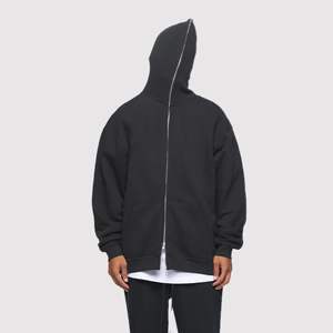 Sudadera con capucha de moda para hombre, de algodón y felpa francesa, con cremallera completa, sin cordón, de talla grande, con estampado digital personalizado. - Product Image 4