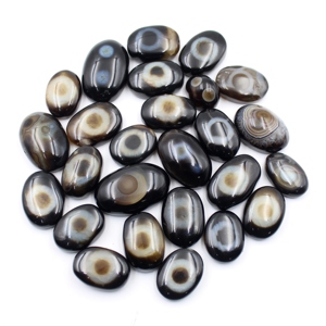 Sulemani สีดำธรรมชาติอาเกต Cabochon ตาขนาดแหวนอาเกตอัญมณีหลวมสีดำธรรมชาติแท้สีดำ sulemani ตาอาเกต - Product Image 3